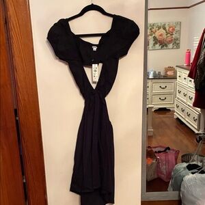 Garage Black Off-the-Shoulder Puff Sleeve Cocktail Dress